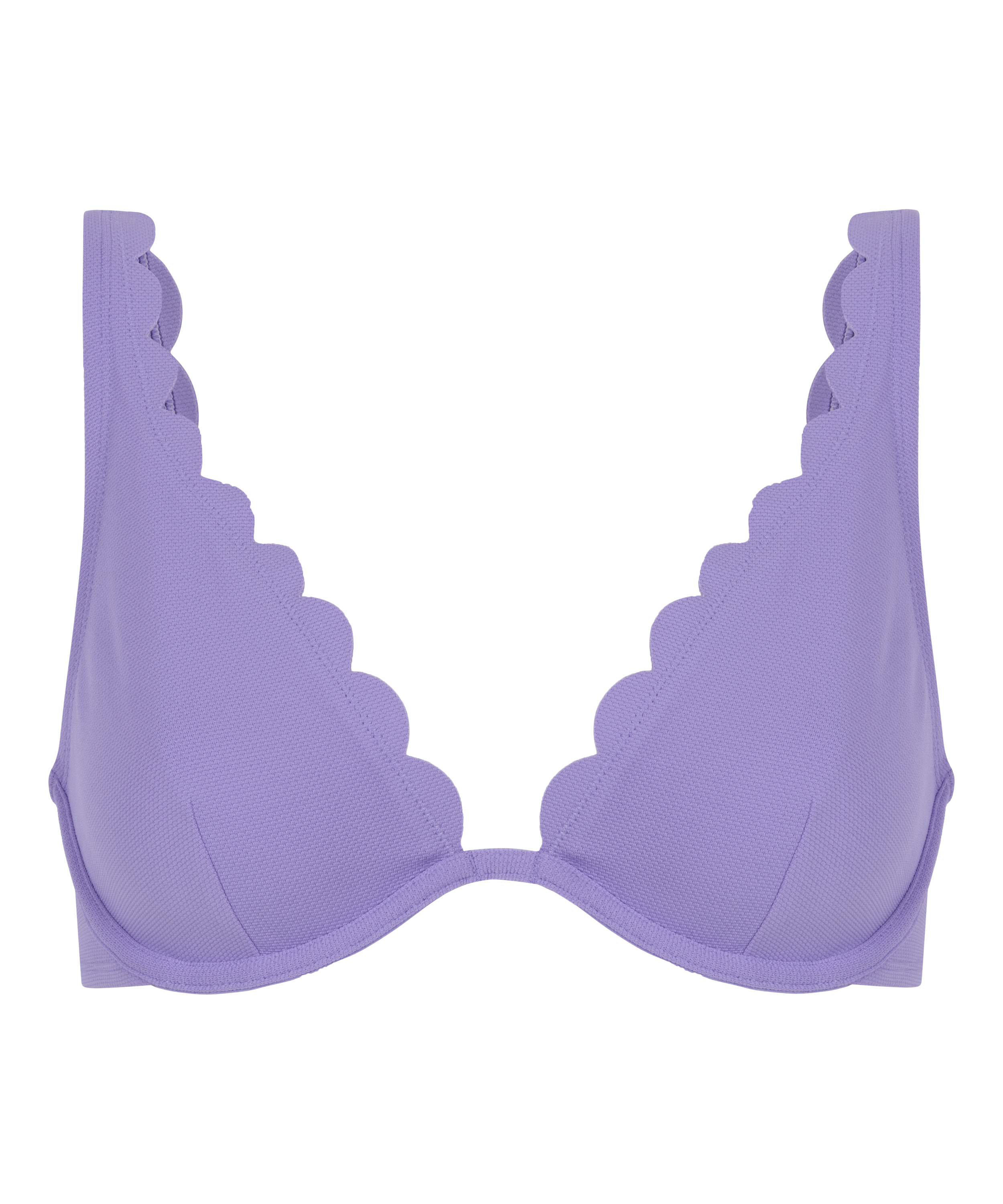 Scallop biustonosz bikini bez wkładek z fiszbinami, Fioletowy, main