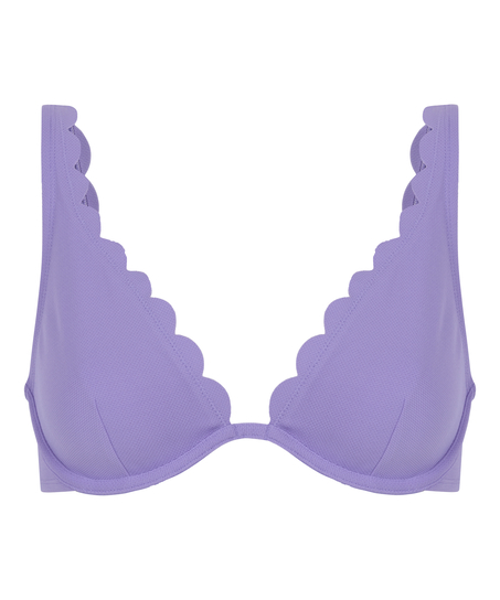 Scallop biustonosz bikini bez wkładek z fiszbinami, Fioletowy