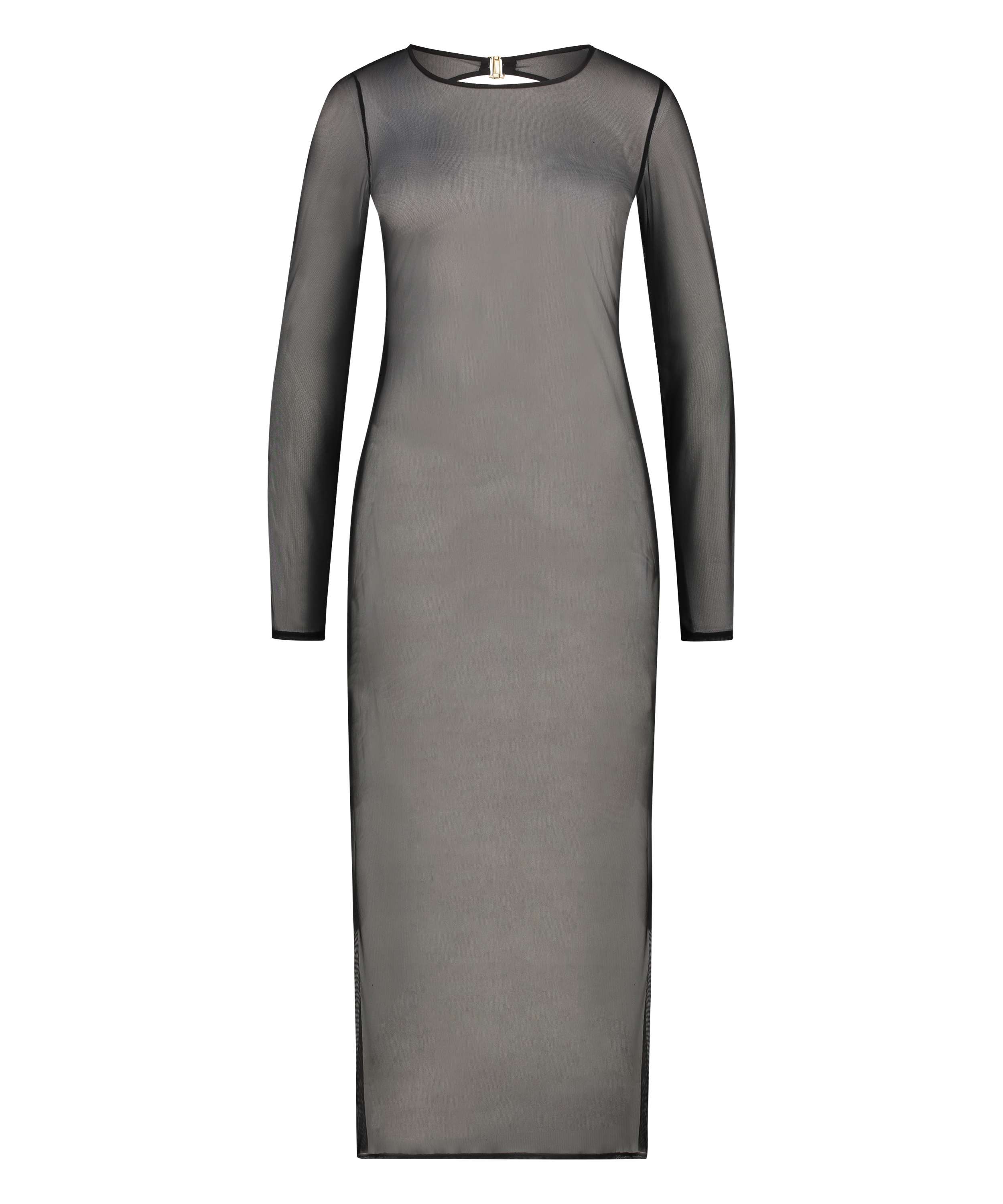 Długa przezroczysta sukienka, Czarny, main