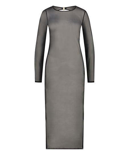 Długa przezroczysta sukienka, Czarny