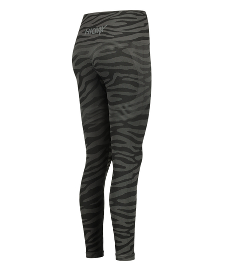 Legginsy sportowe bezszwowe z wysokim stanem Zebra HKMX, Czarny