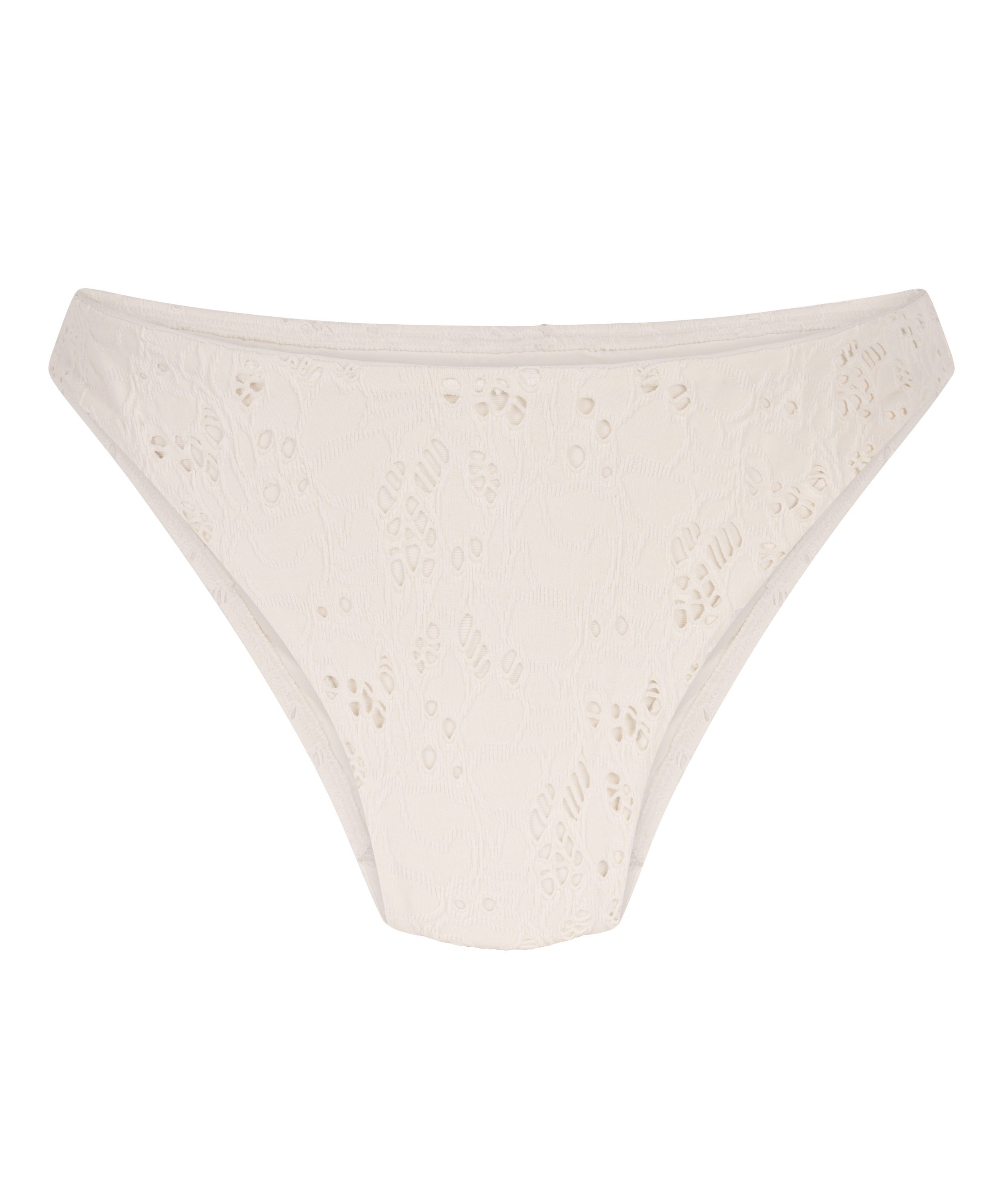 Szydełkowy d&oacute;ł od bikini z wysokim stanem, Biały, main