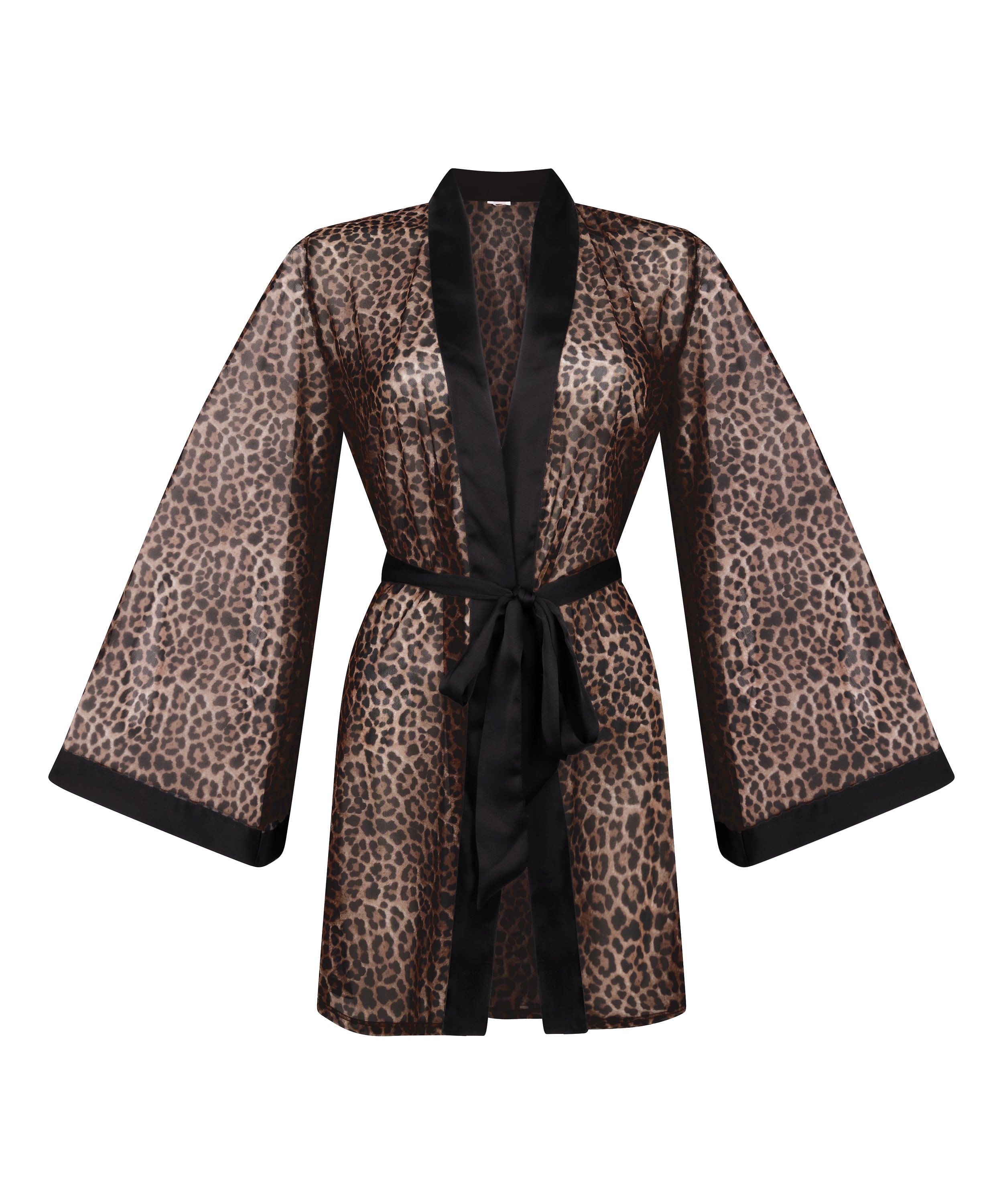 Kimono z siateczki w panterkę, Czarny, main