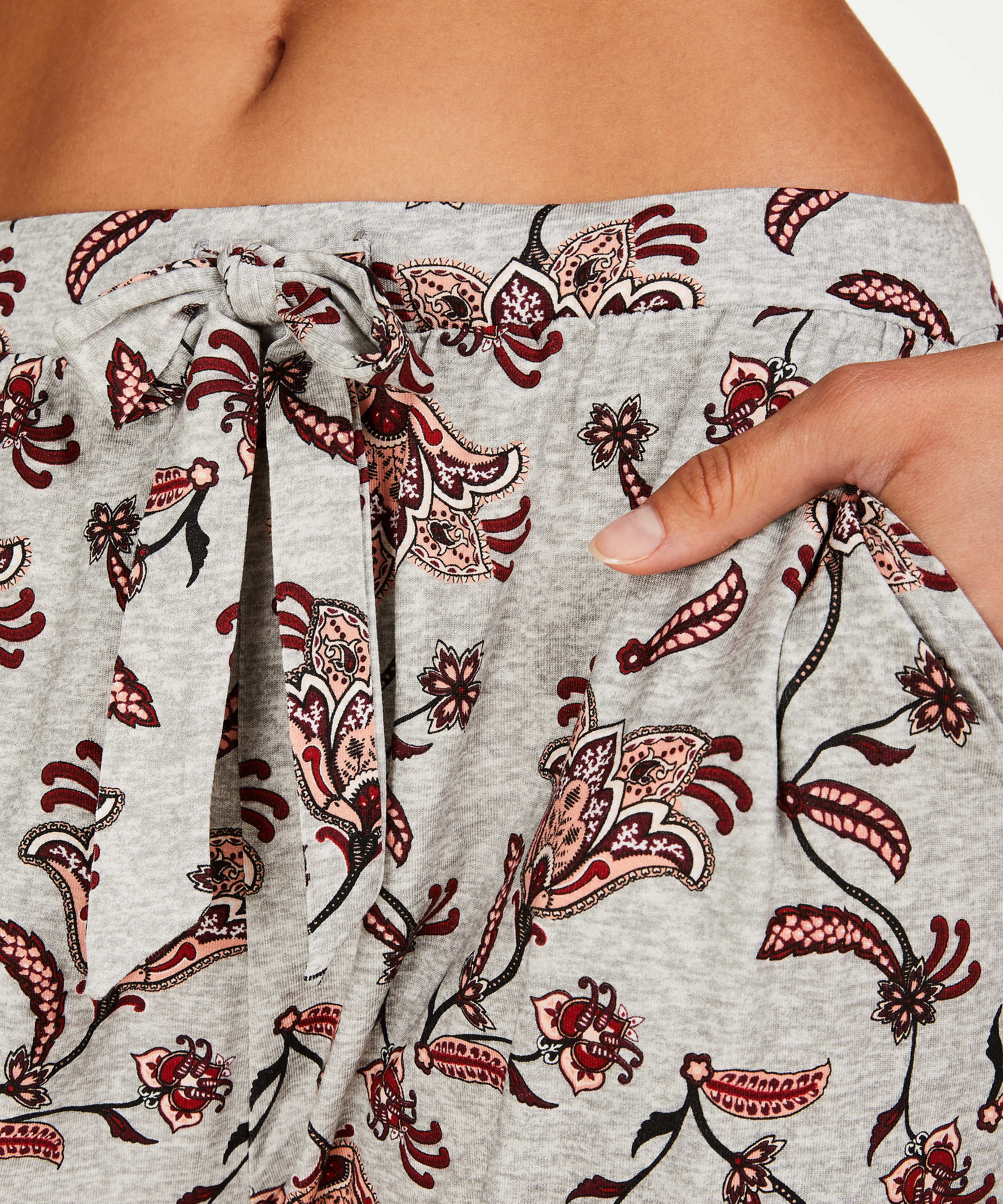 Loose-fitting Pajama Pants, Szary, main
