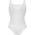 Prążkowane bawełniane body, Biały