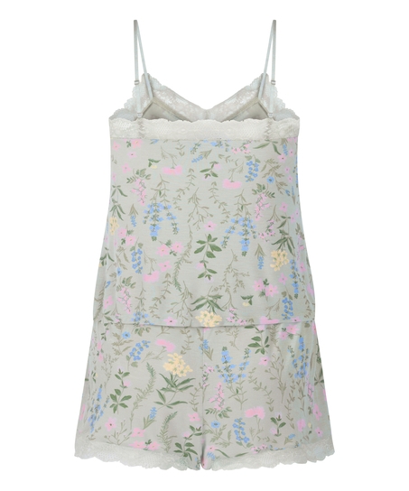 Piżama z szortami i topem na ramiączkach, Zielony