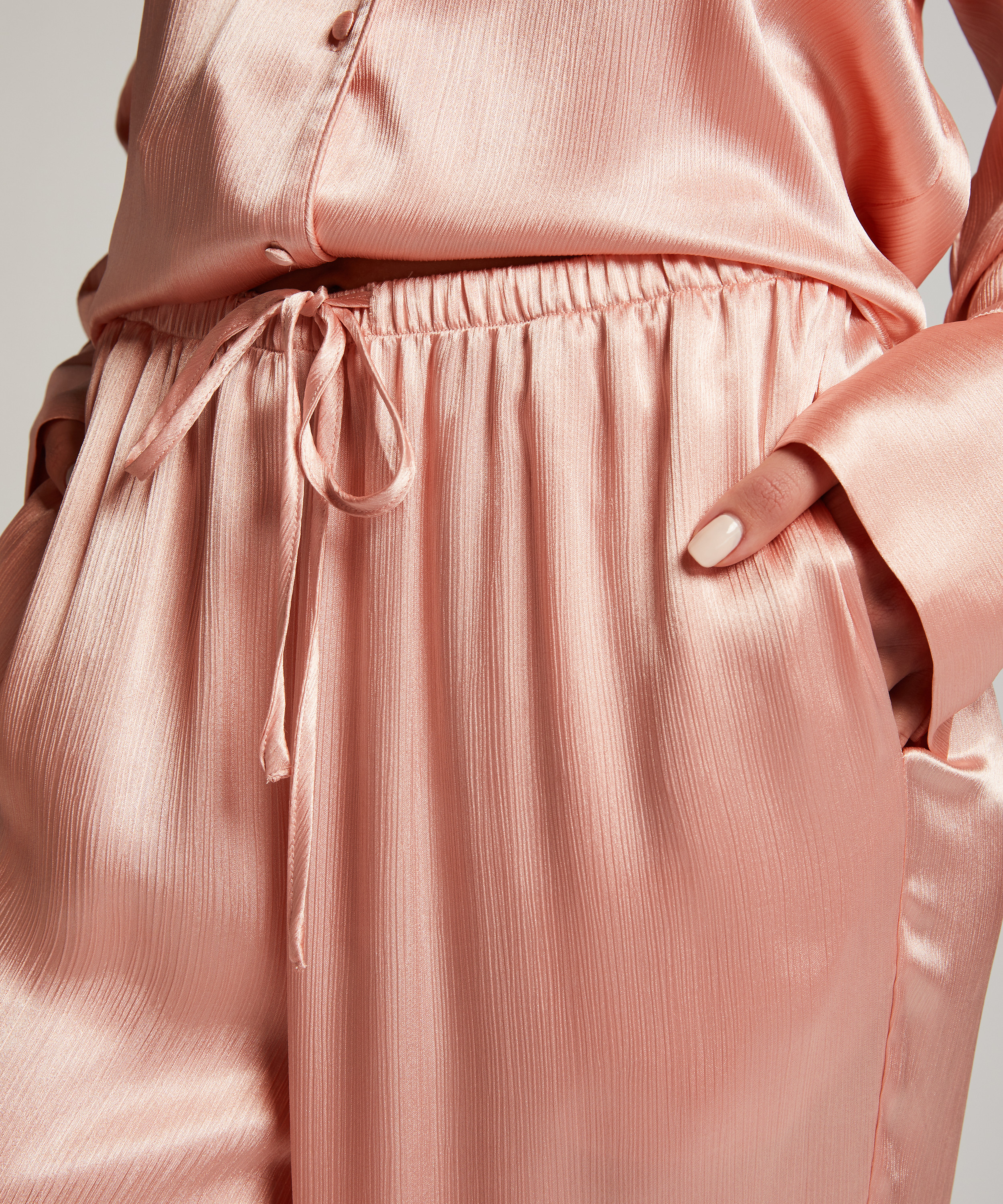 Spodnie z satyny, R&oacute;żowy, main