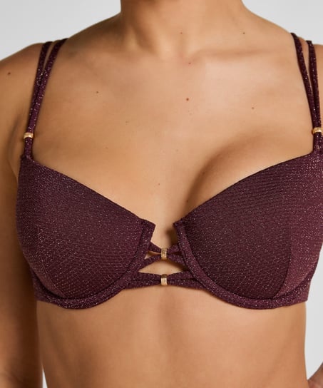 Biustonosz Bikini Panama z Fiszbinami i Wkładkami, Fioletowy