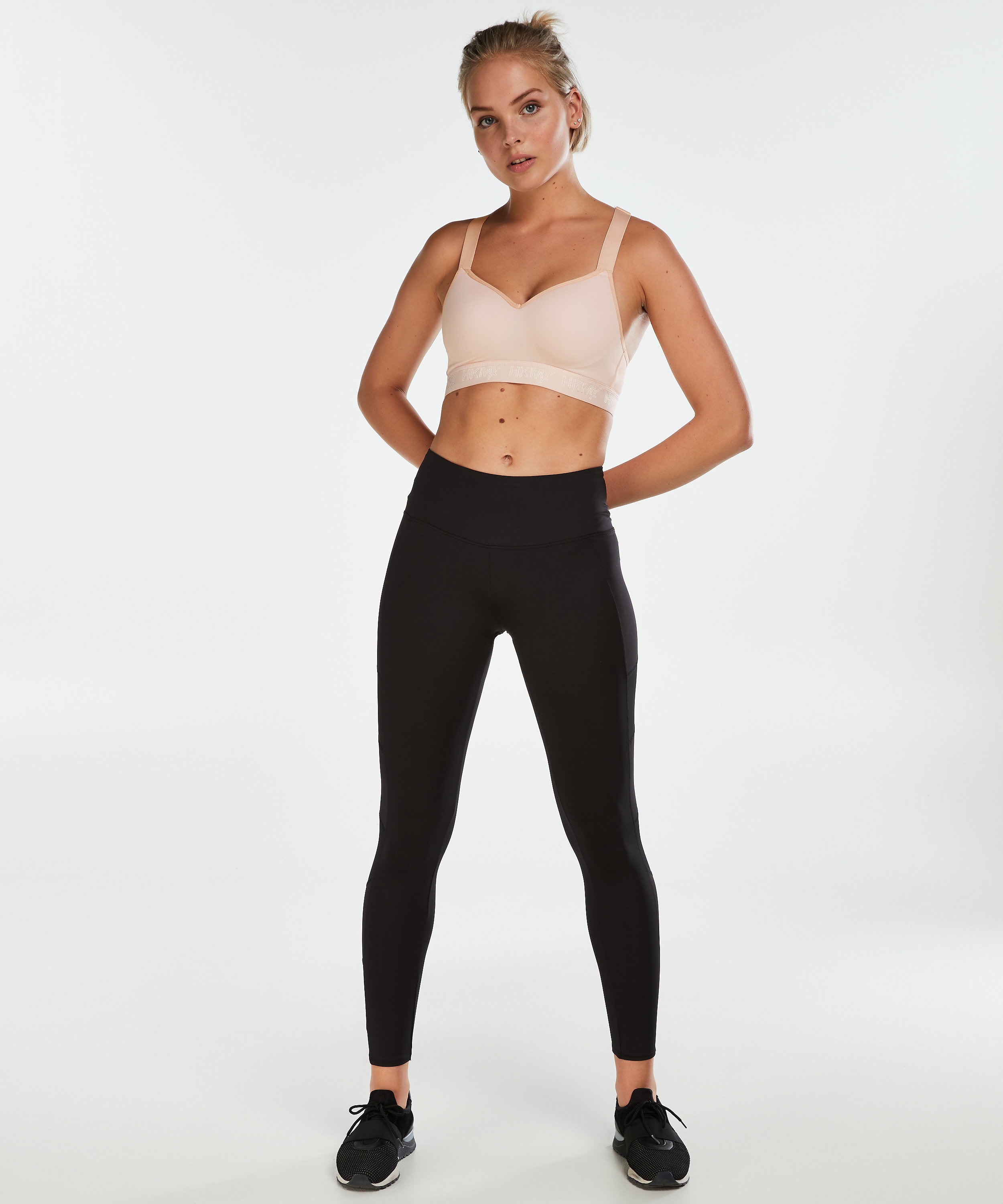 HKMX High waisted sport legging mesh, Czarny, main