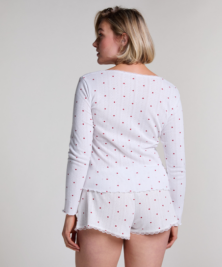 Szorty od piżamy Pointelle, Biały