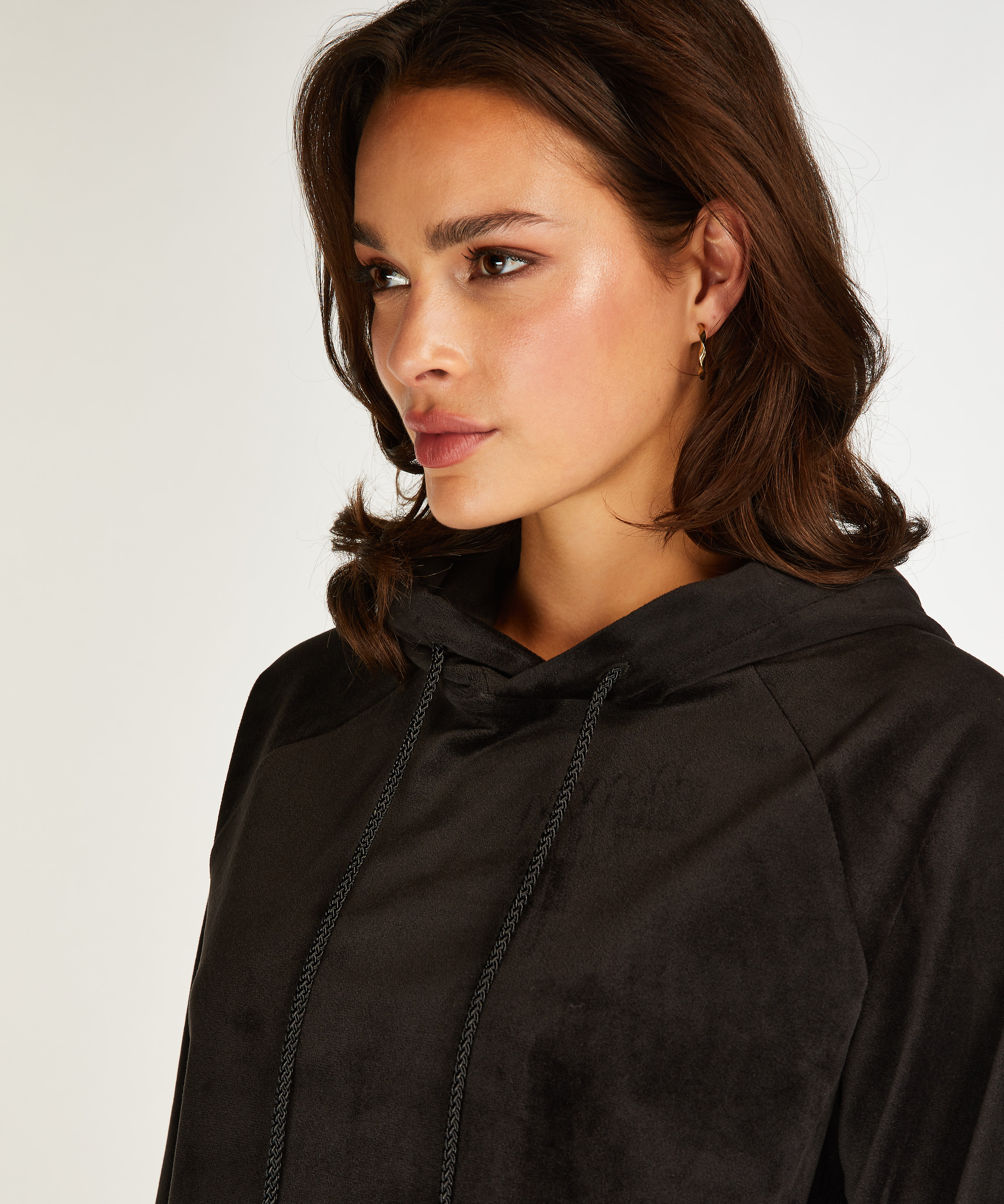 Welurowy top, Czarny, main