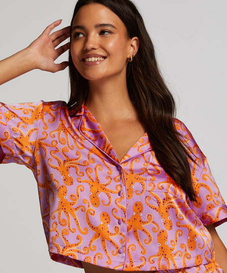 Satynowa narzutka Peppers z kr&oacute;tkim rękawem, Fioletowy