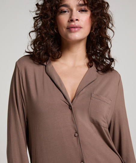 Sukienka Essential z dżerseju z długim rękawem, Brązowy