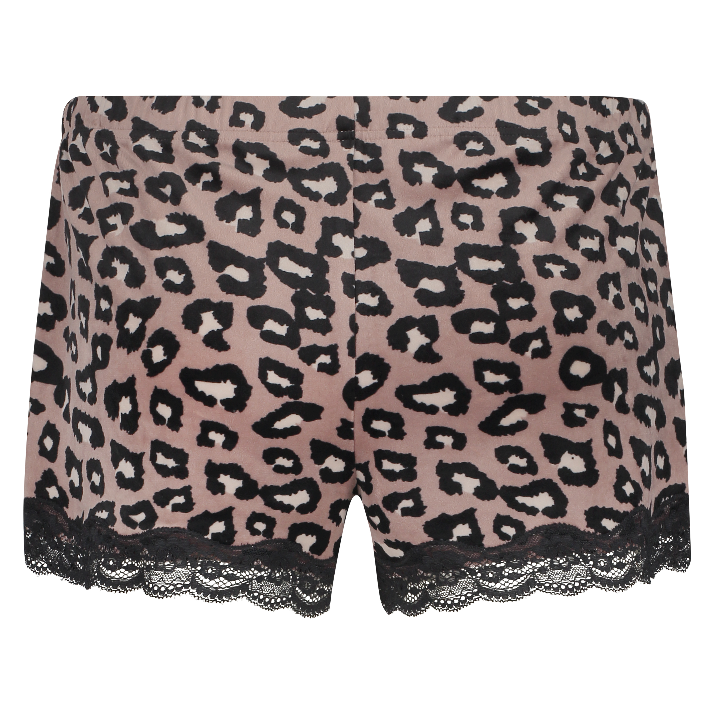 Leopard Velvet Pyjama Shorts, Różowy, main