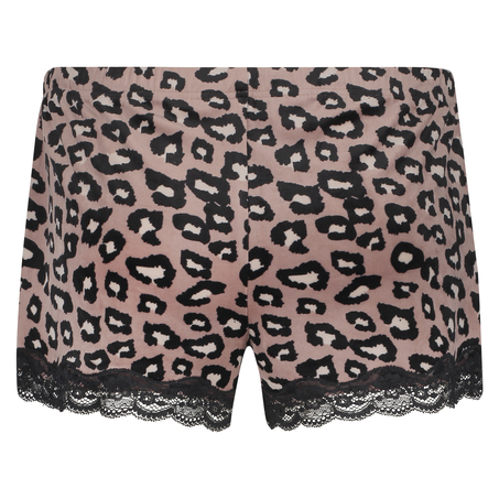 Leopard Velvet Pyjama Shorts, Różowy
