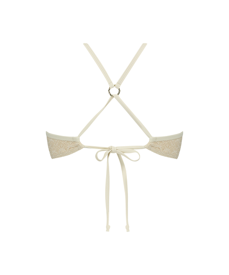 Crochet Bikini push-up Lurex Top, Biały