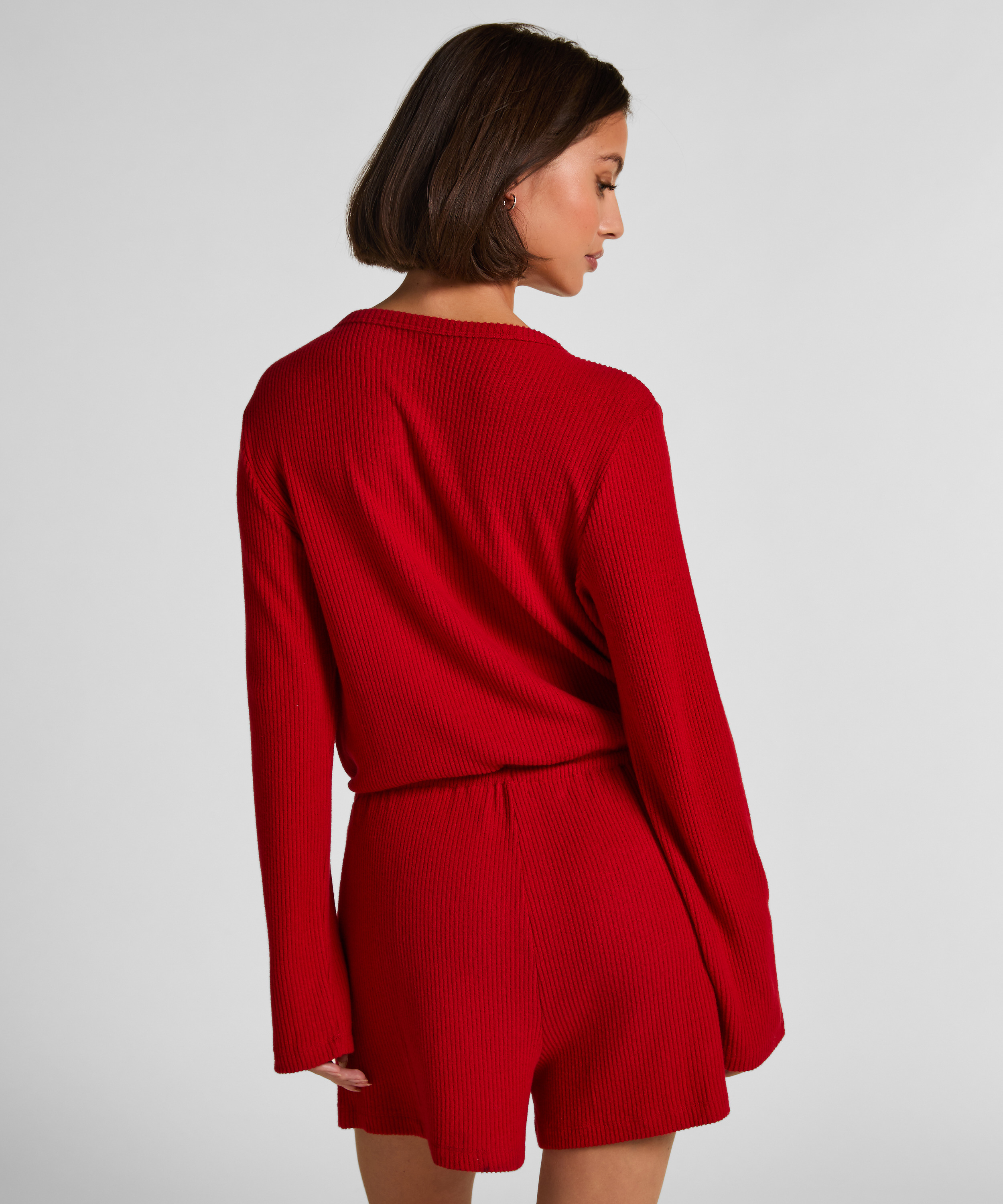 Kr&oacute;tkie onesie z dżerseju w prążki, Czerwony, main