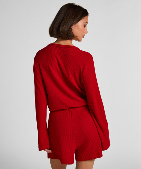 Kr&oacute;tkie onesie z dżerseju w prążki, Czerwony