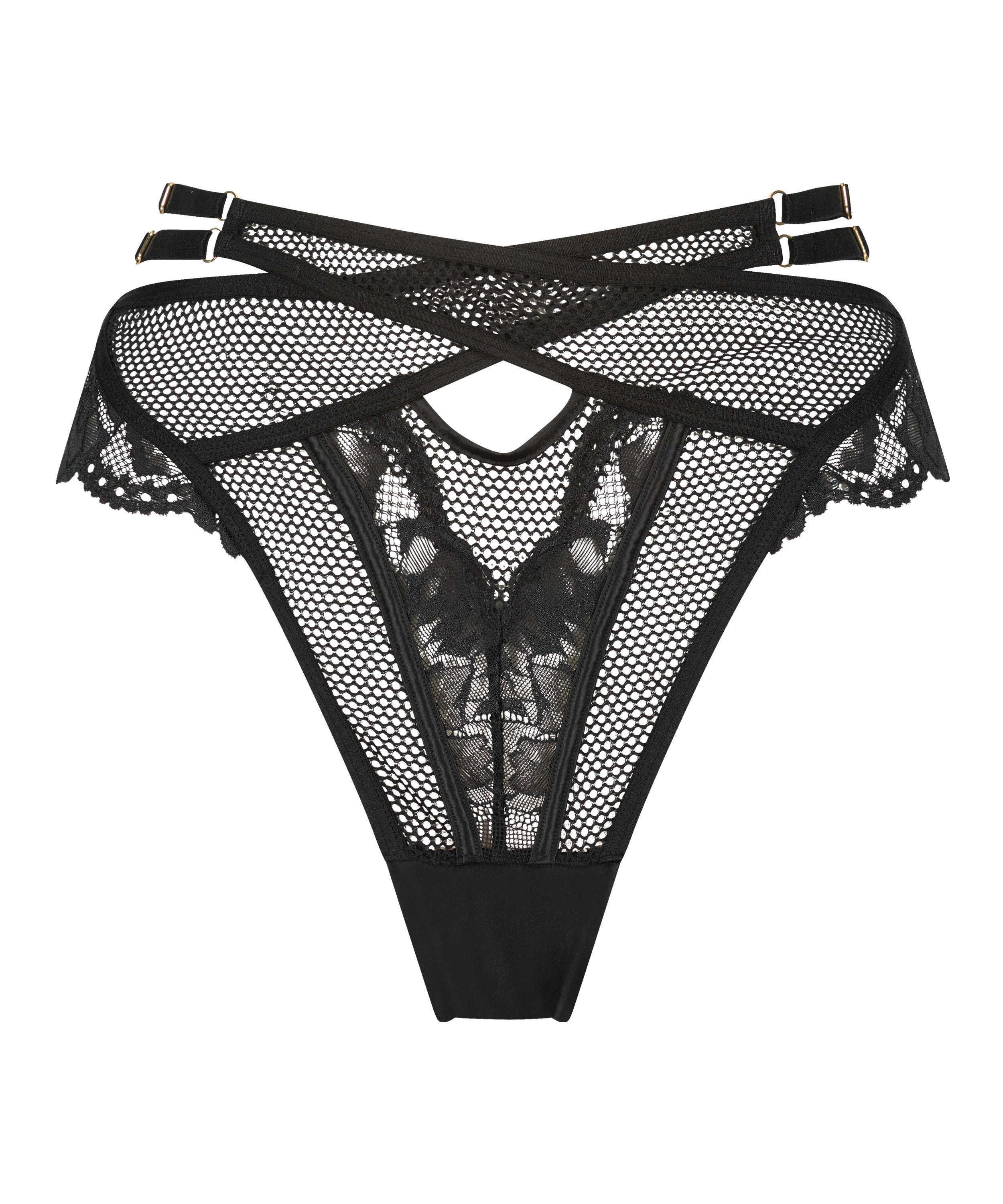 Wysoko wycięte stringi Pleasure, Czarny, main