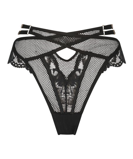 Wysoko wycięte stringi Pleasure, Czarny
