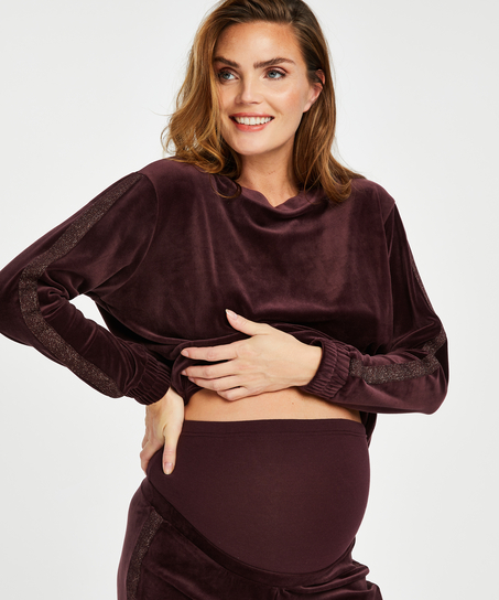 Maternity Velours Jogging Bottoms, Fioletowy