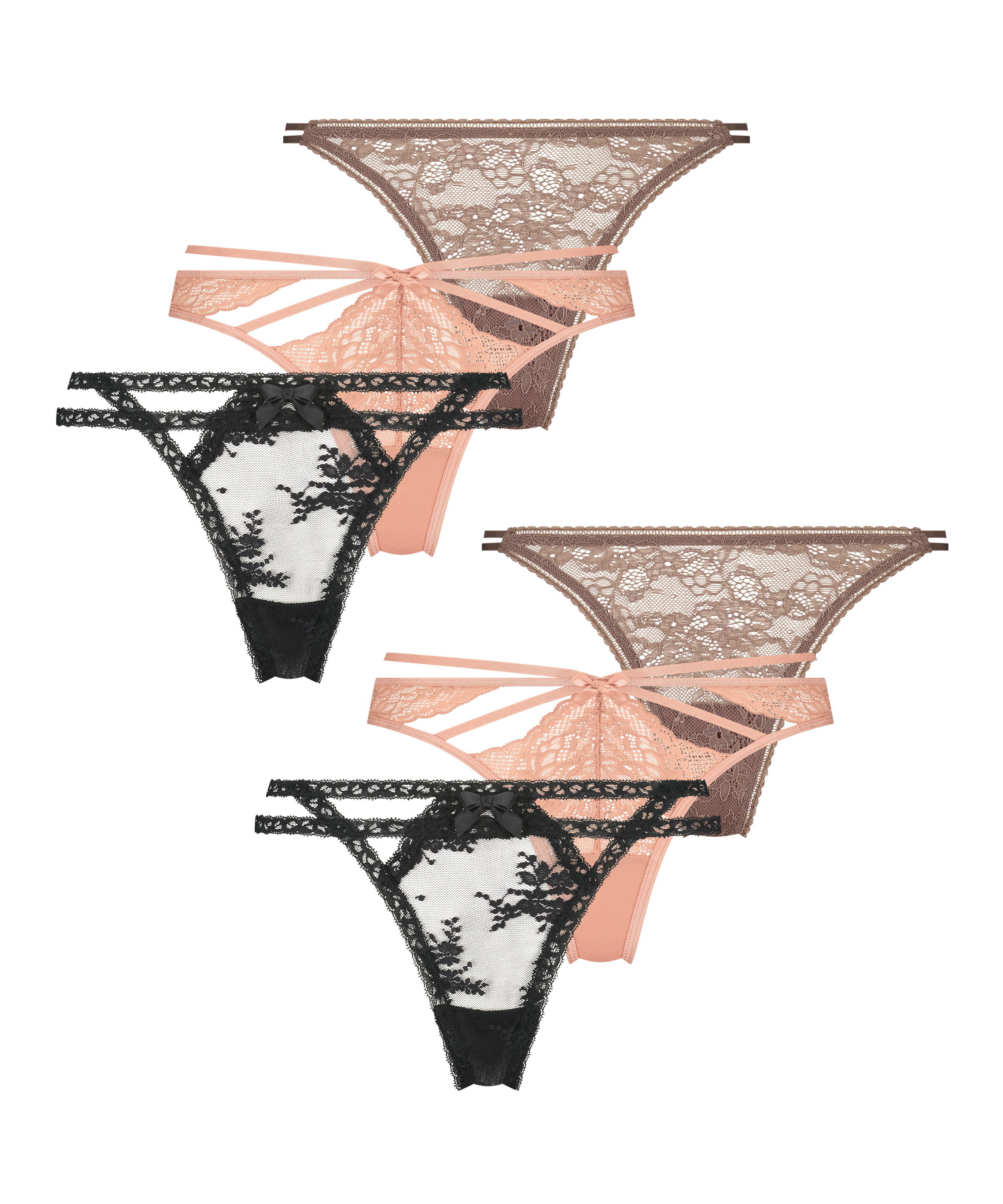 Zestaw 6 par stringów, Różowy, main