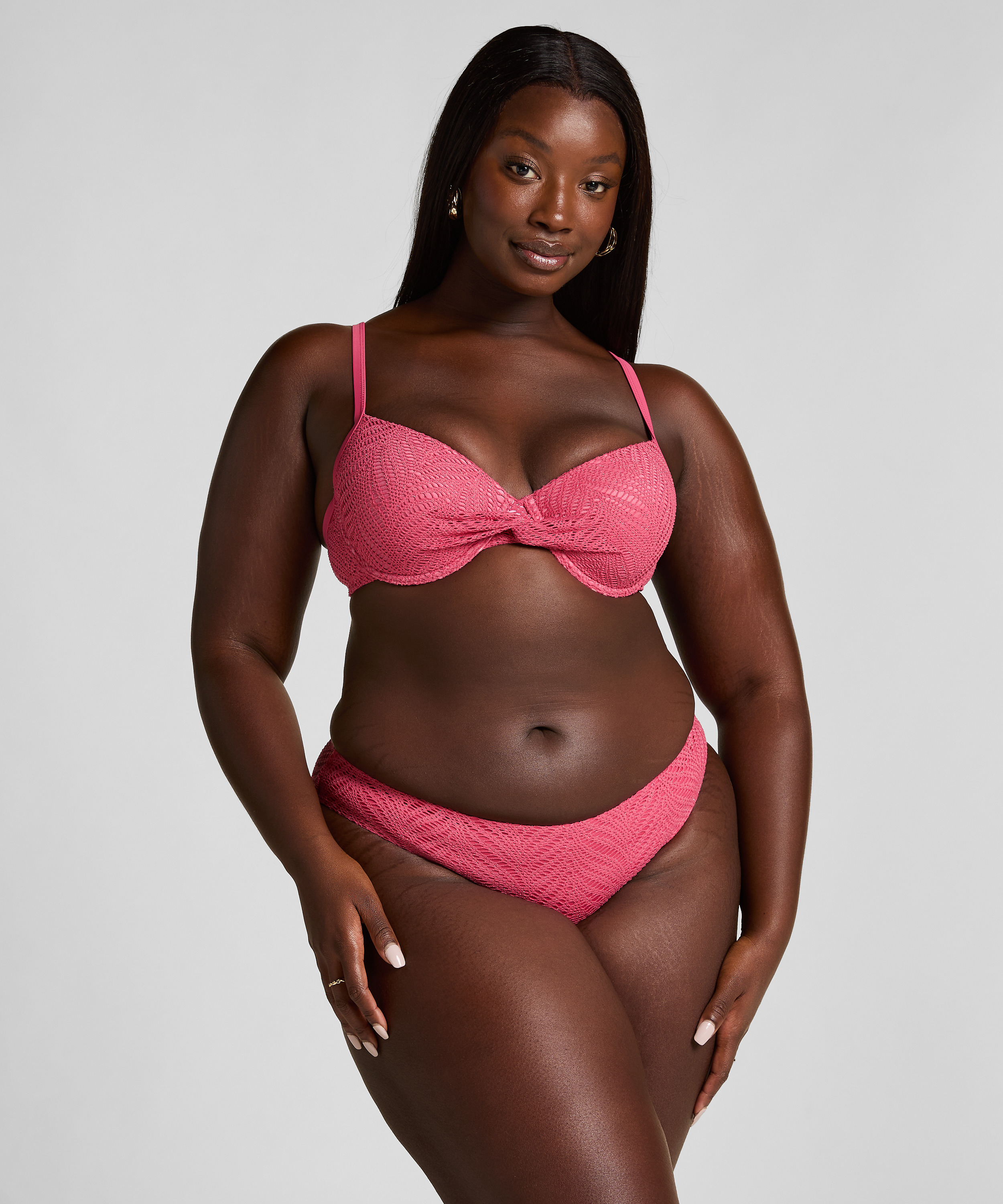 Usztywniany top bikini Lanai z fiszbinami, R&oacute;żowy, main