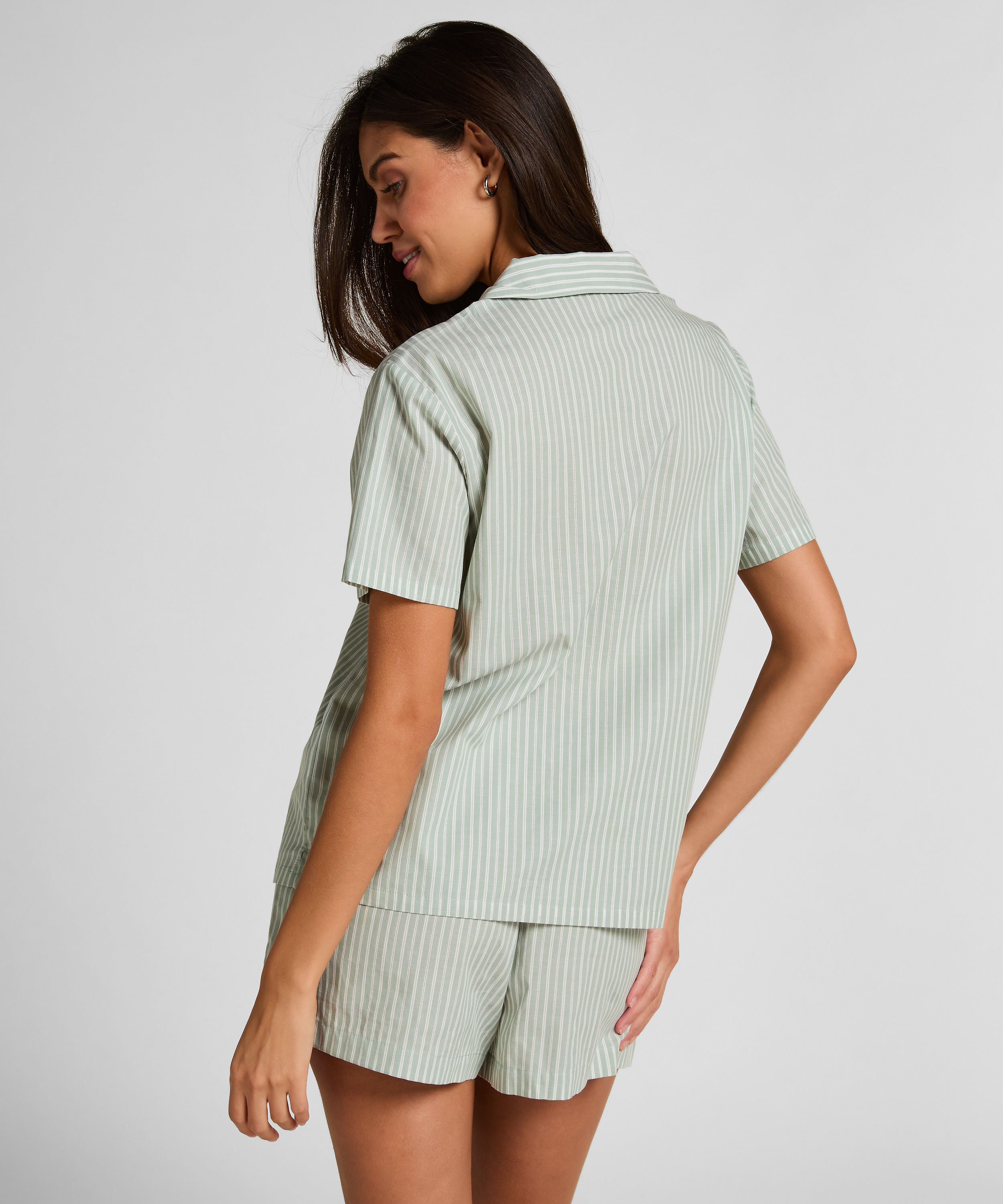 Tkana bluza w paski, Zielony, main