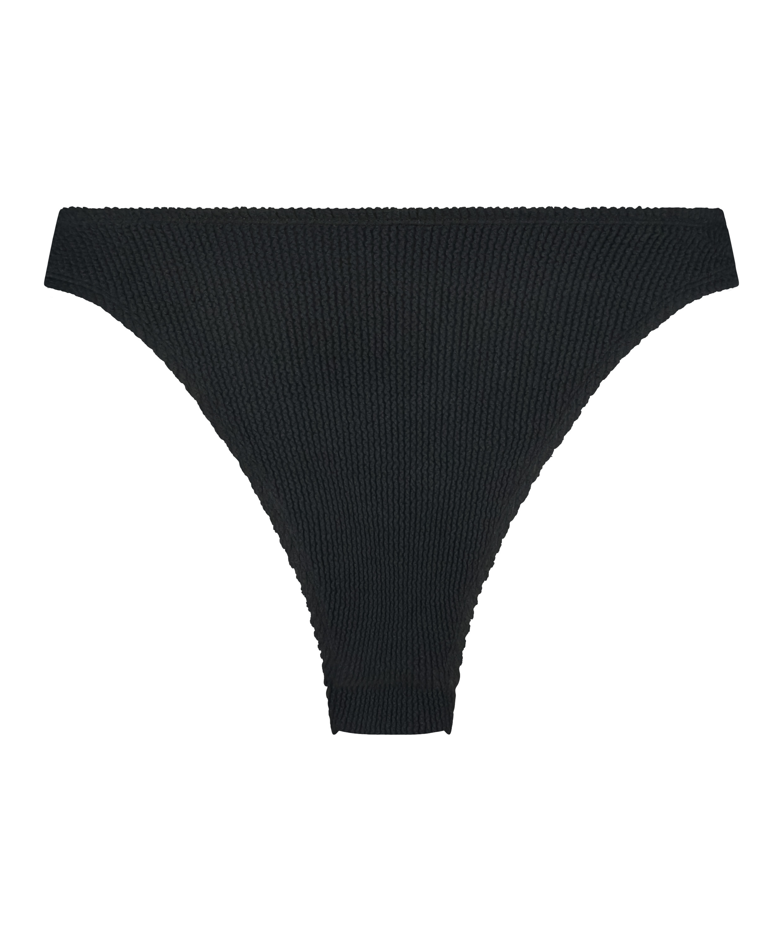 Majtki Bikini Wysoko Krojona Crinkle, Czarny, main
