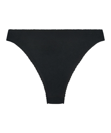 Majtki Bikini Wysoko Krojona Crinkle, Czarny