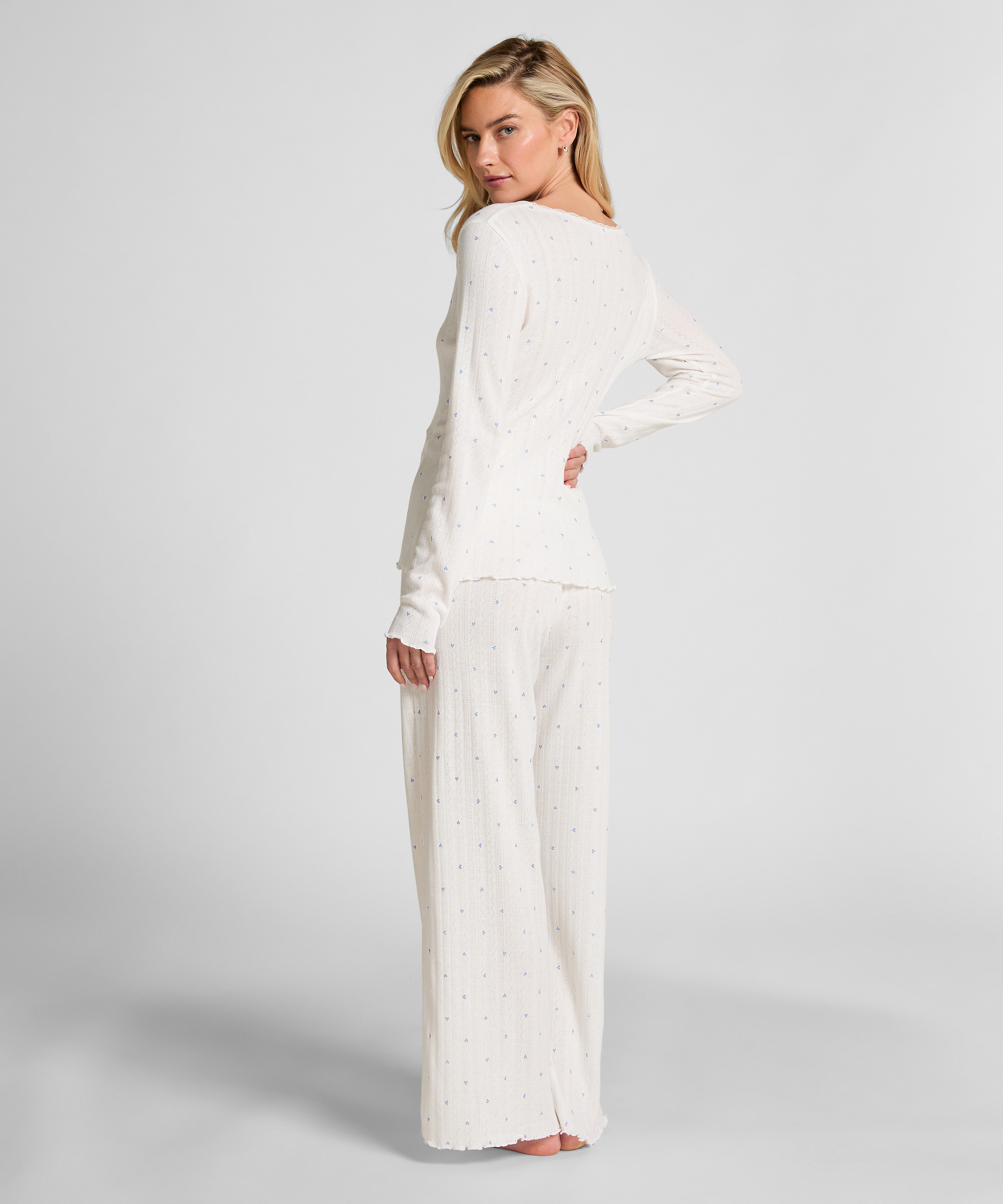 Spodnie piżamowe Pointelle, Niebieski, main