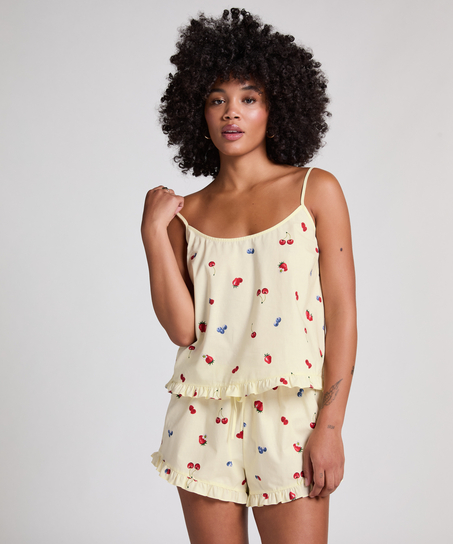 Tkany top na ramiączkach, Żółty