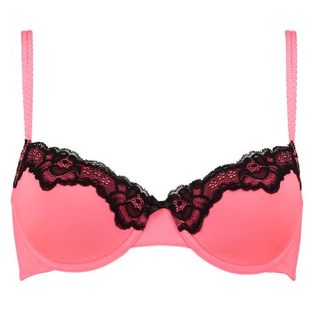 Padded underwired  bra Secret Lace contrast, Różowy