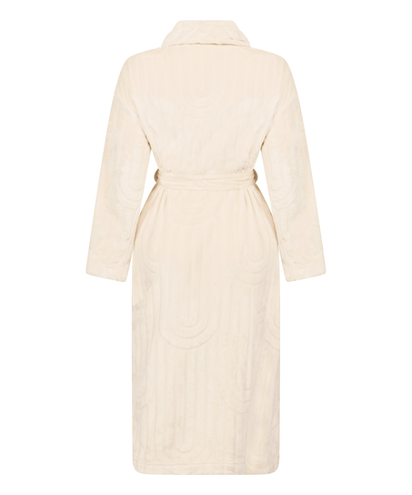 Długi szlafrok fleece, Biały