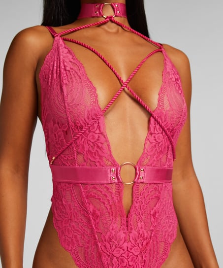 Body z otwartym krokiem Brandy Private, R&oacute;żowy