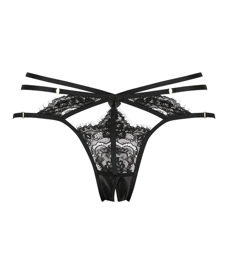 Seraphina majtki brazyliany z otwartym kroczem, Czarny