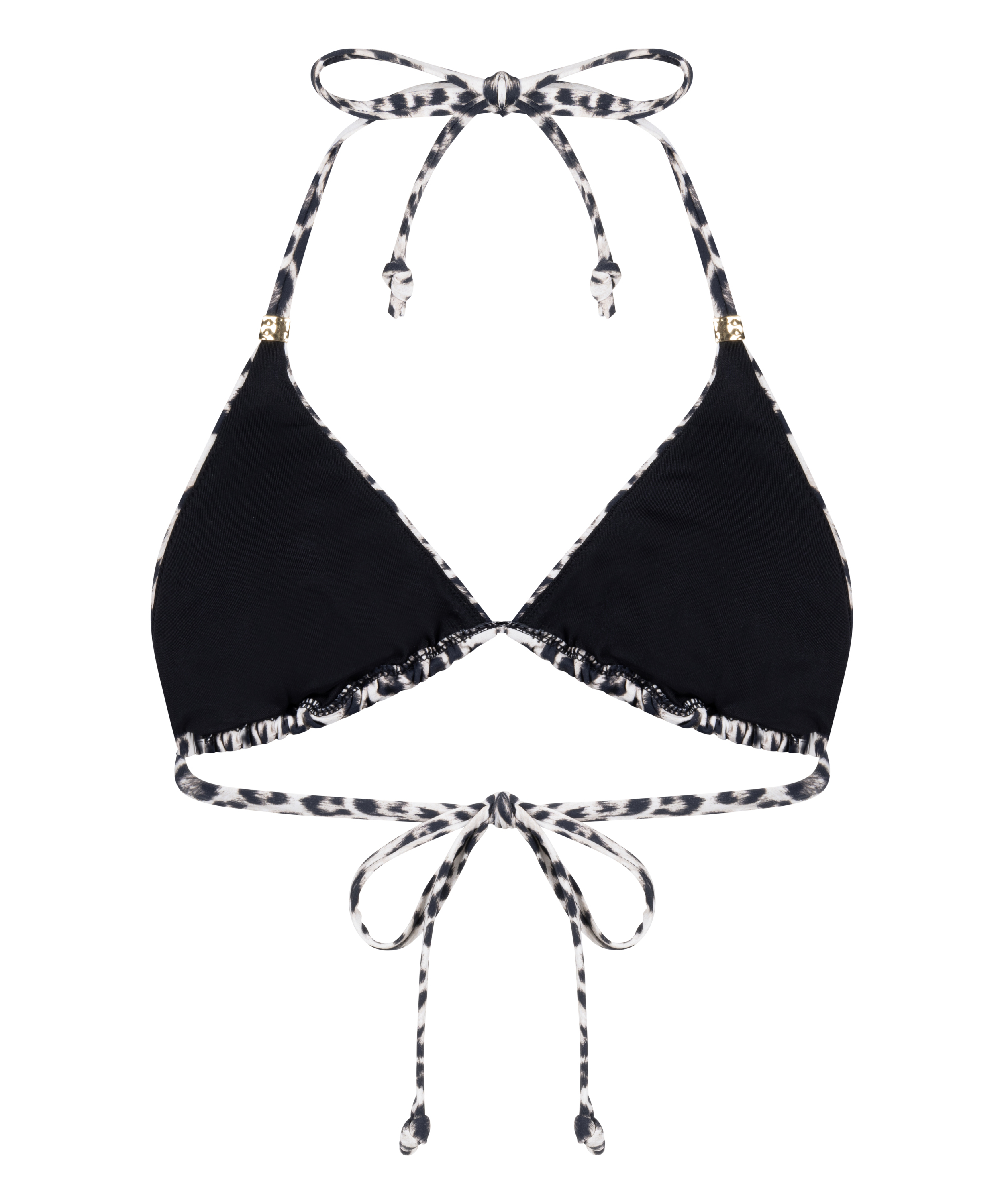 Tr&oacute;jkątny Top Bikini Leopard, Czarny, main