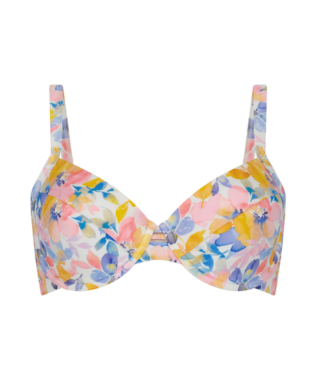 Usztywniany top bikini z fiszbinami Palma, Biały