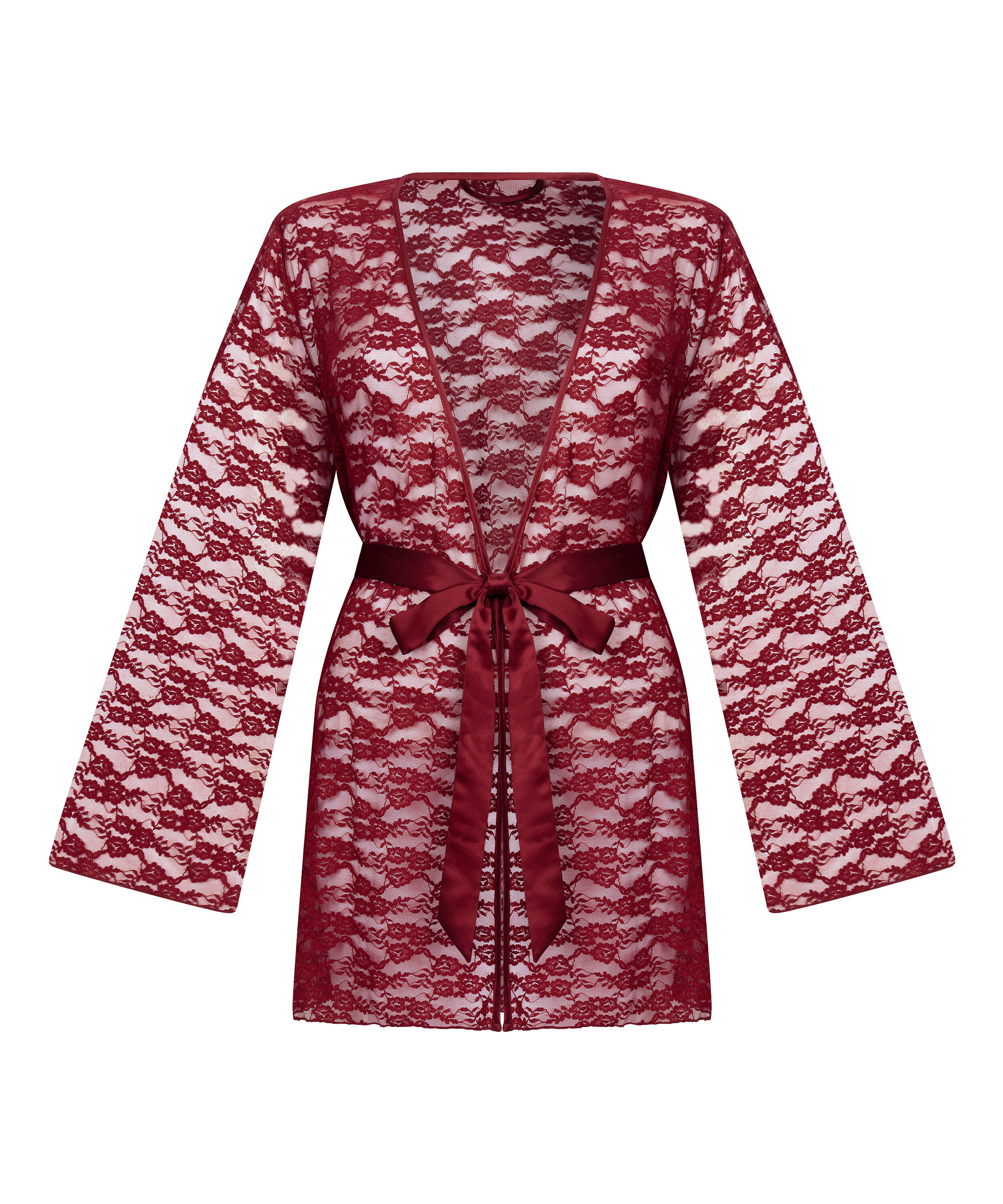 Kimono w całości wykonane z koronki, Czerwony