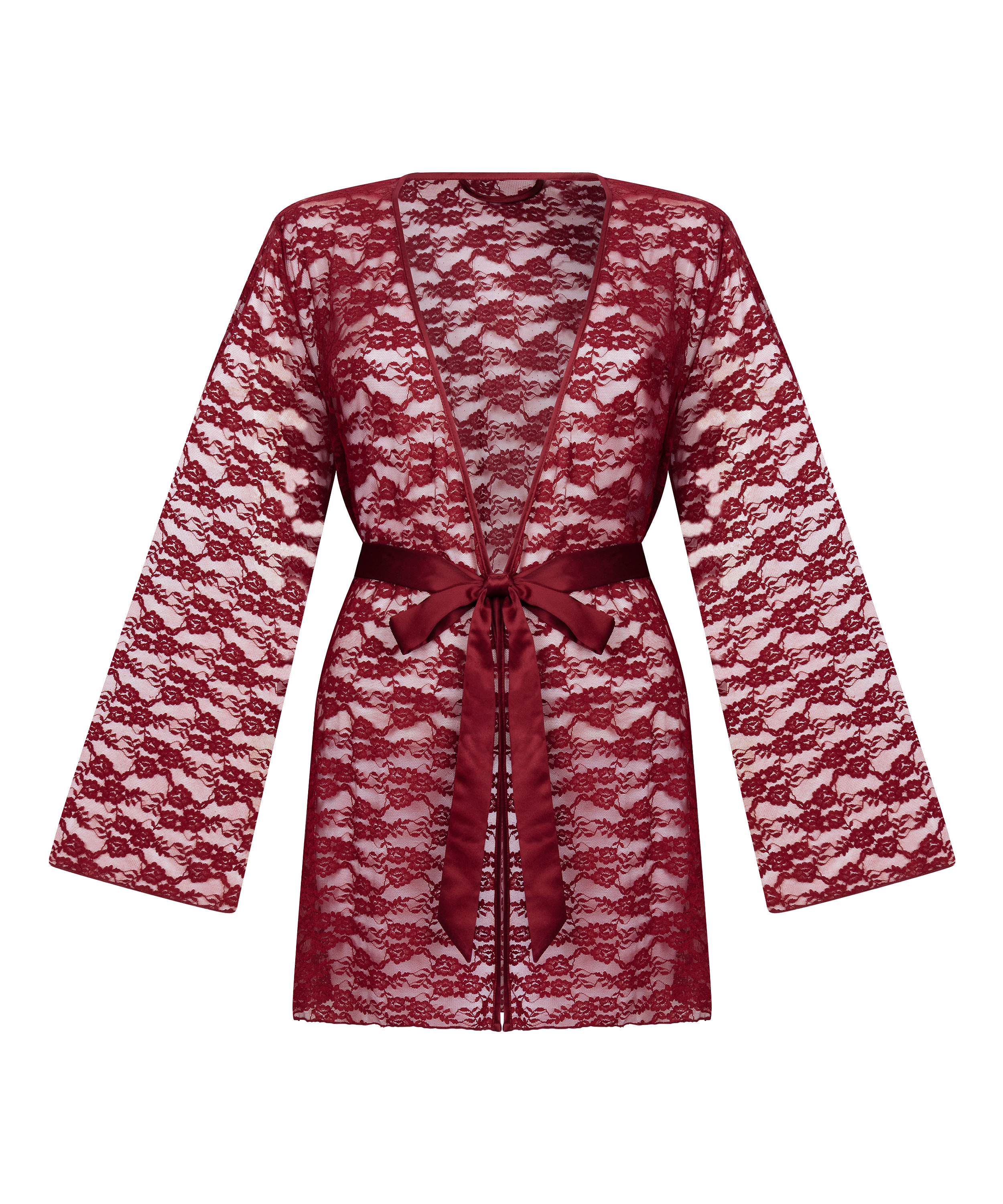 Kimono w całości wykonane z koronki, Czerwony, main
