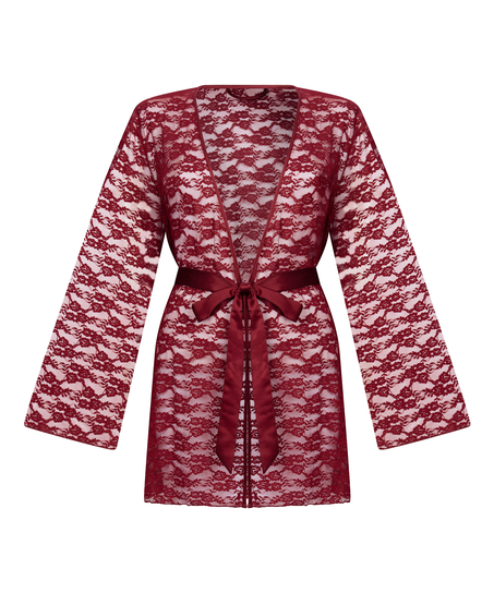 Kimono w całości wykonane z koronki, Czerwony