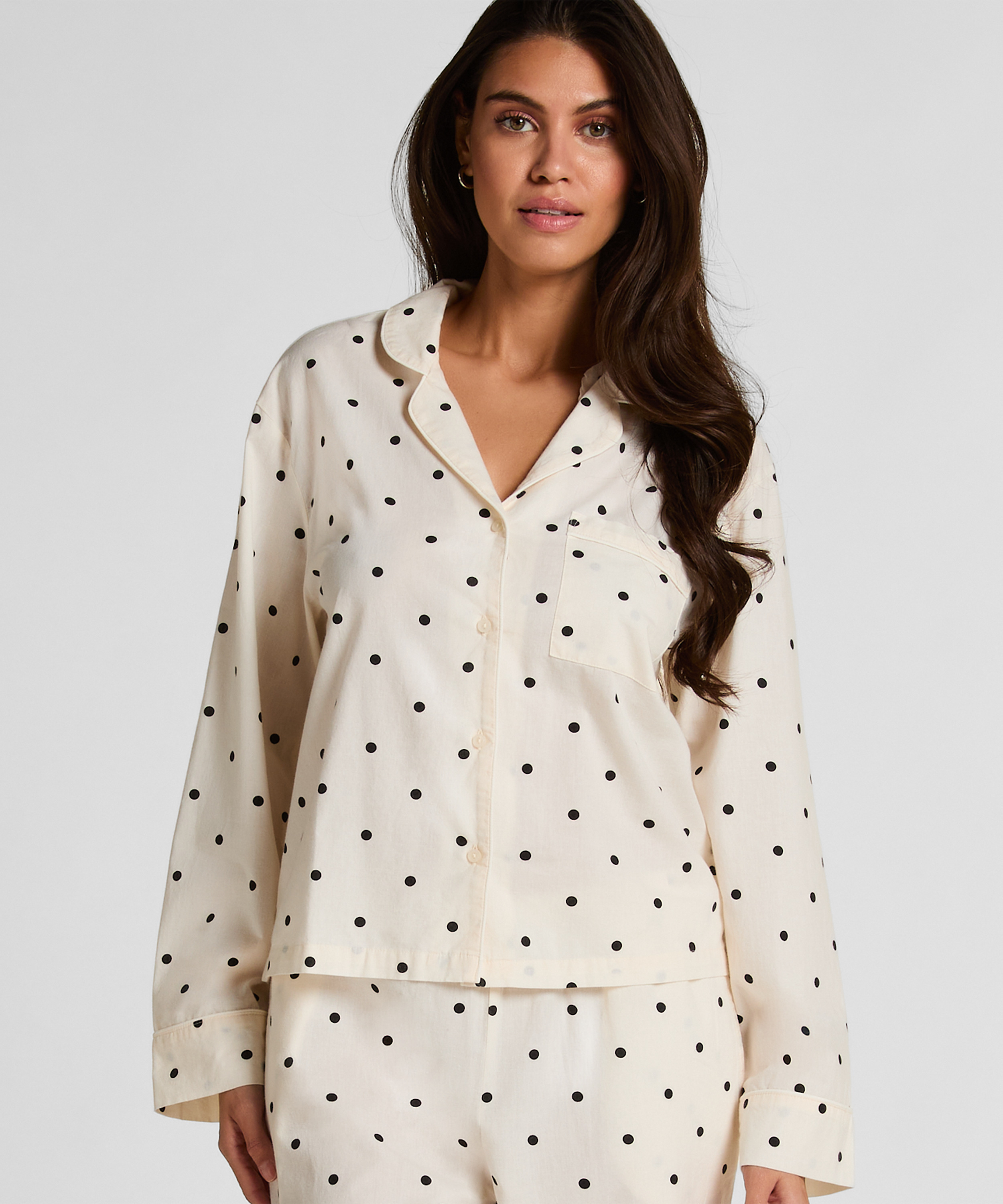 Bluza bawełniana w groszki, Biały, main