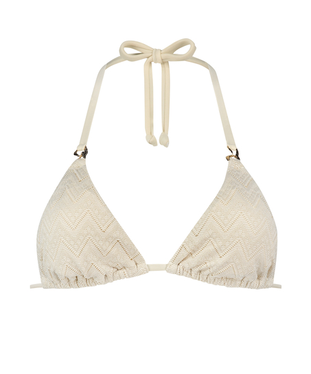Tr&oacute;jkątna szydełkowa g&oacute;ra od bikini, Biały