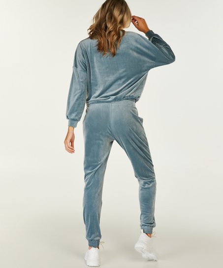 Welurowe joggery ciążowe, Niebieski