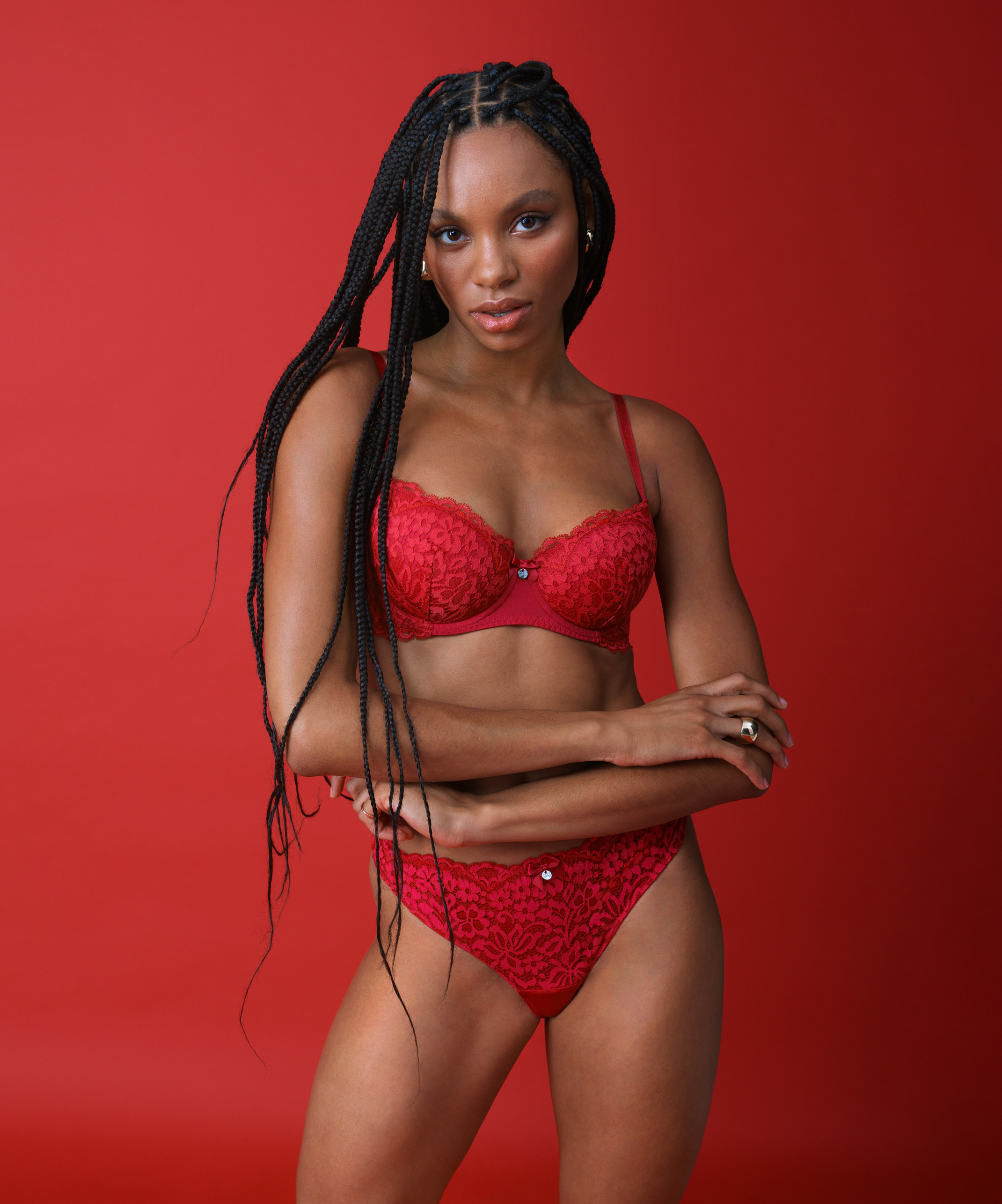 Biustonosz usztywniany z fiszbinami Rose, Czerwony, main