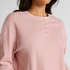 Top z tkaniny wafel Henley, R&oacute;żowy