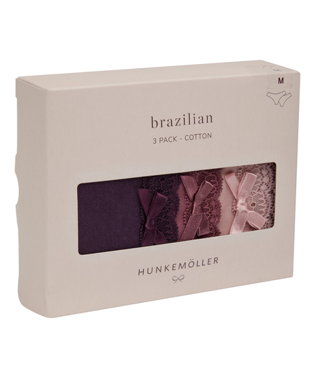 Wielopak Bawełnianych Majtek Brazilian, Fioletowy