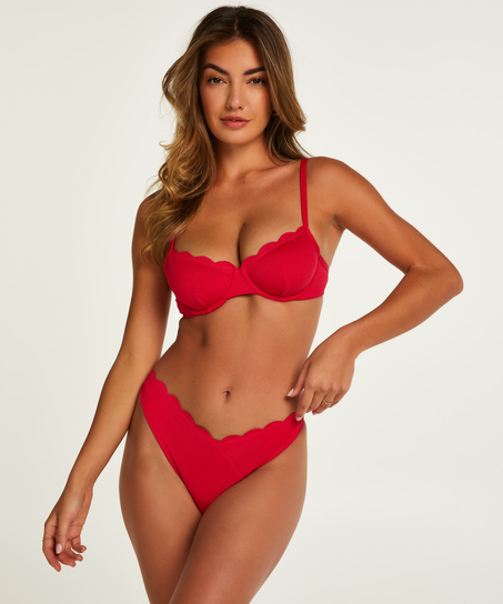 Majtki Bikini Wysoko Krojona Scallop, R&oacute;żowy