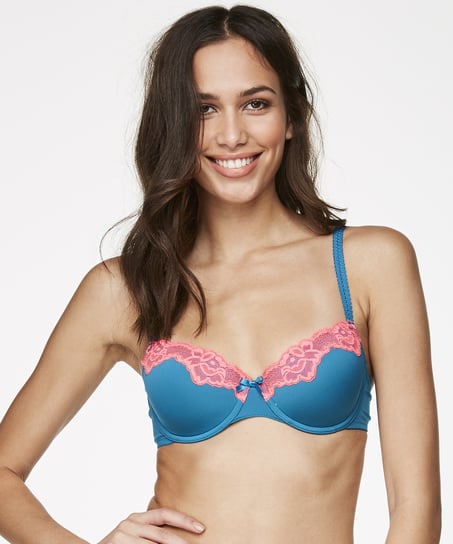 Biustonosz usztywniany z fiszbinami Secret Lace, Niebieski