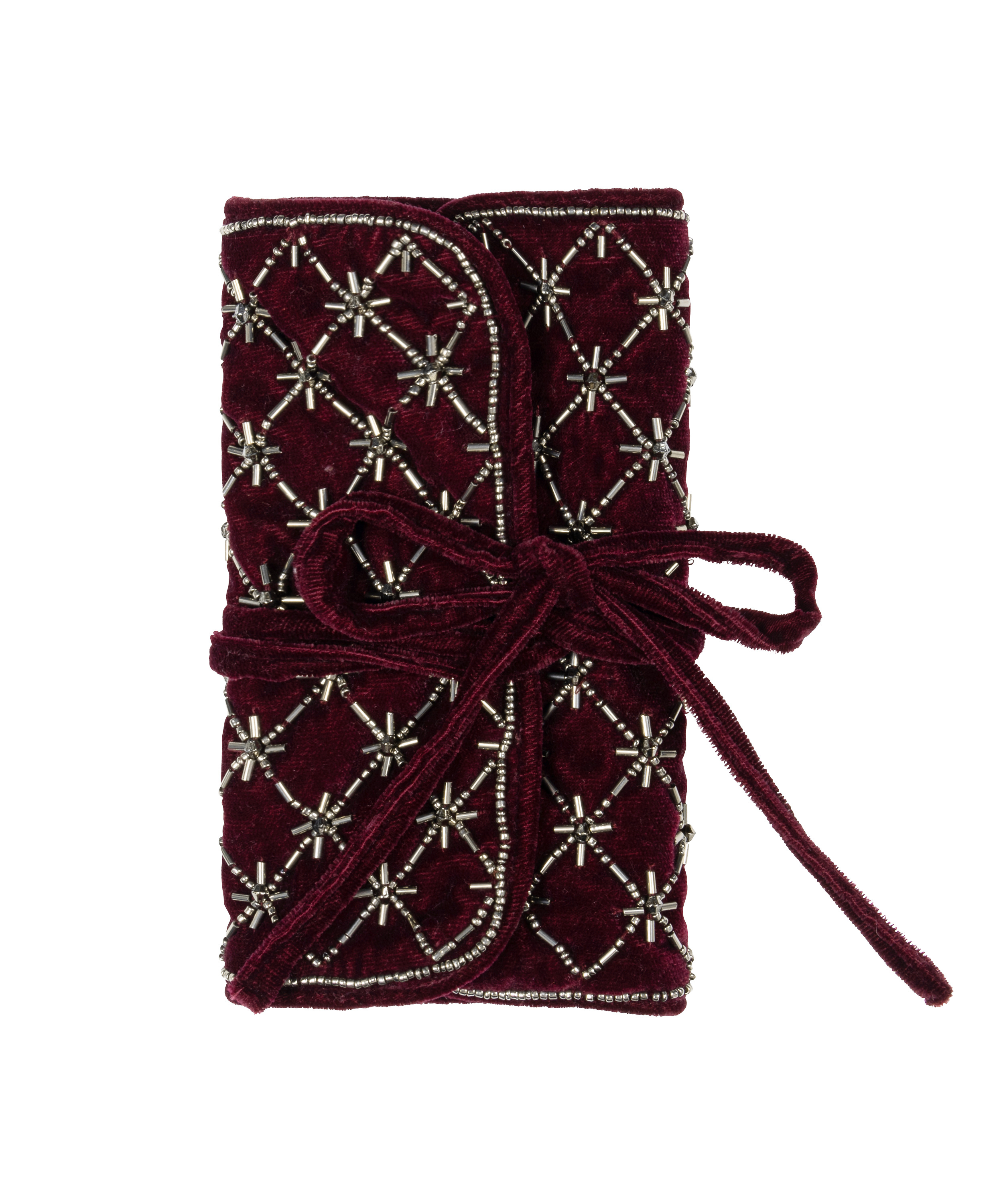 Worek na biżuterię z koralikami, Fioletowy, main